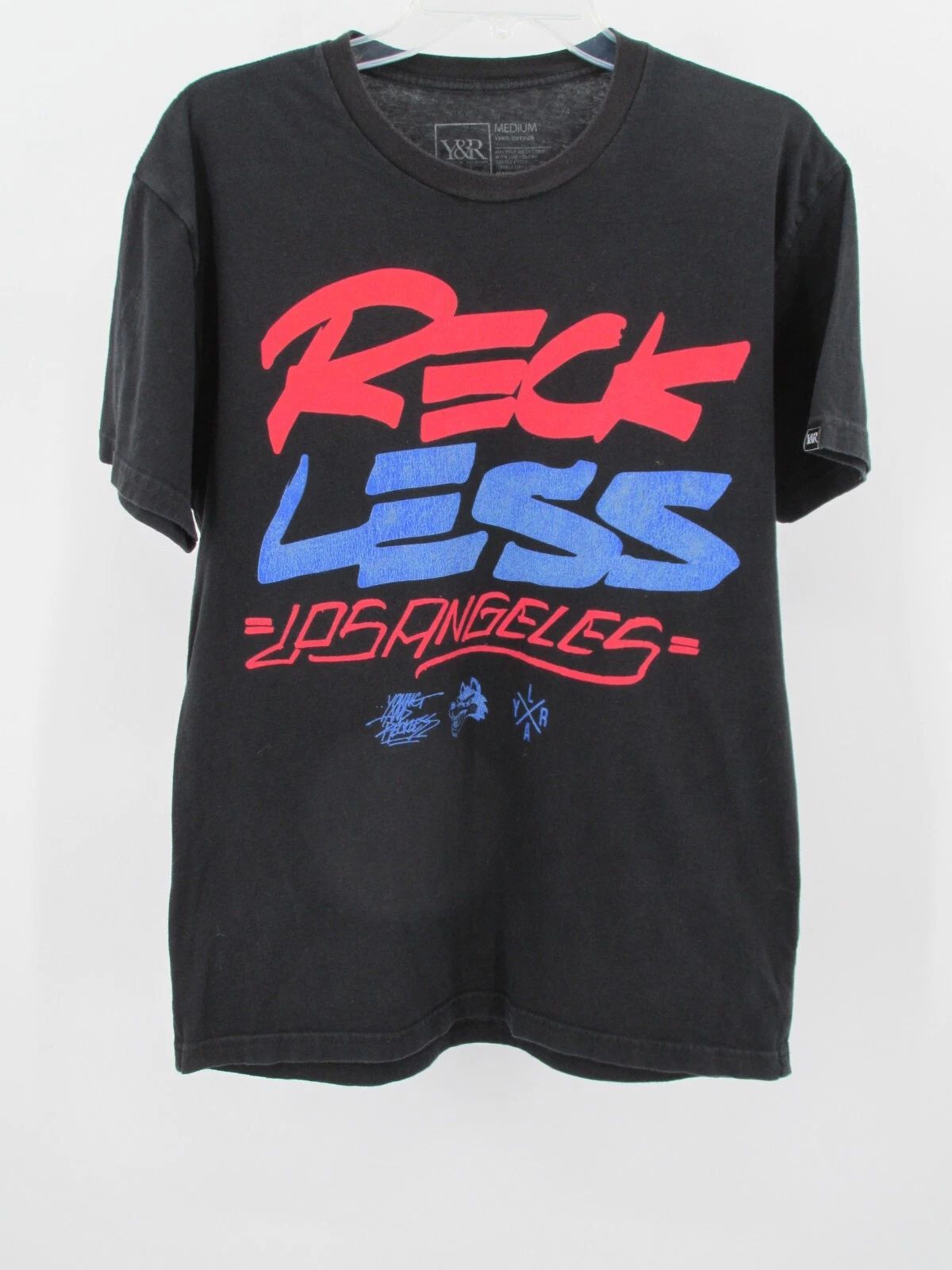 YOUNG & RECKLESS Los Angeles Tee Shirt Men Medium Black Short Sleeve Streetwear
