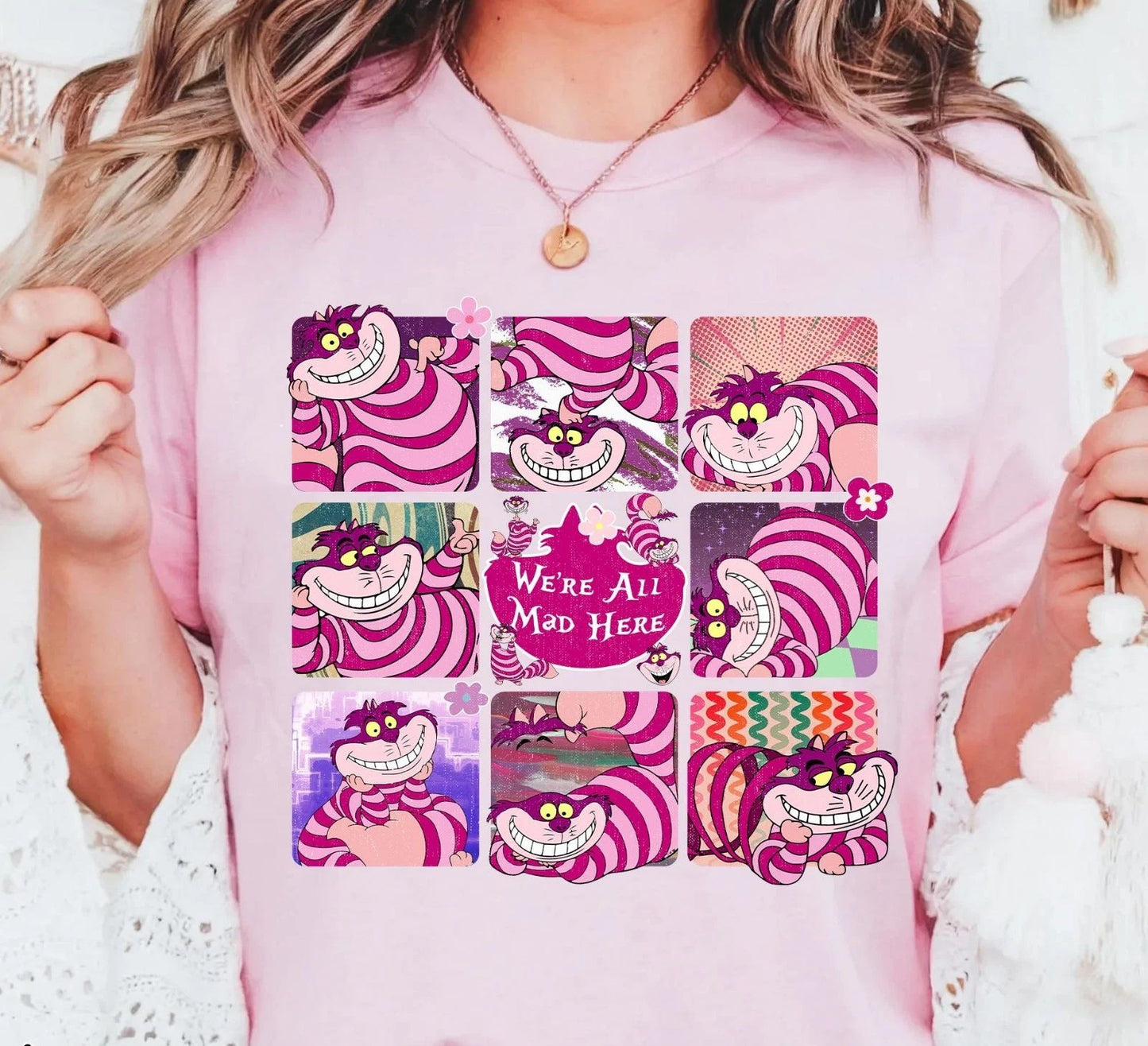 Funny Cheshire Cat We're All Mad Here T-Shirt, Alice in Wonderland Cat Shirt