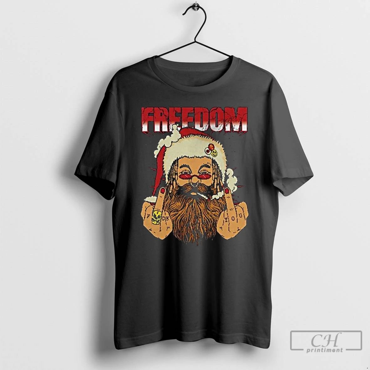 Classic Freedom Defiant Santa Claus Middle Finger Christmas 2025 Long Sleve T Shirts