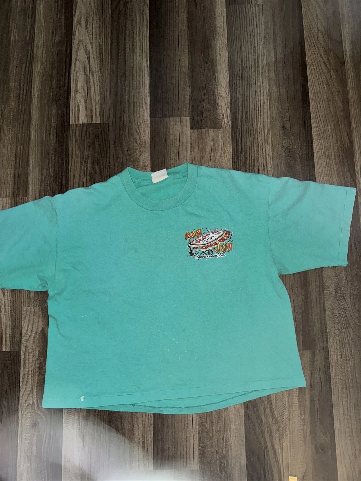 Vintage Made In USA Cocoa Beach Rona Surf Shop T-Shirt 21x21 Turquoise