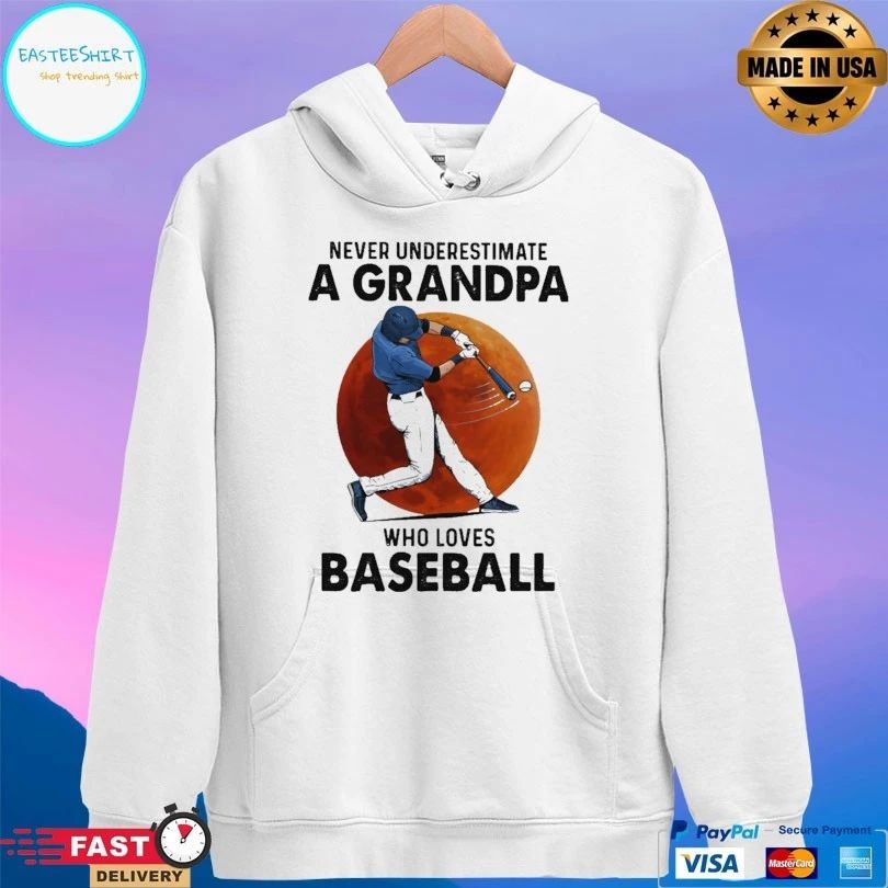 Never Underestimate A Grandpa Who Loves Baseball Blood Moon T-shirt