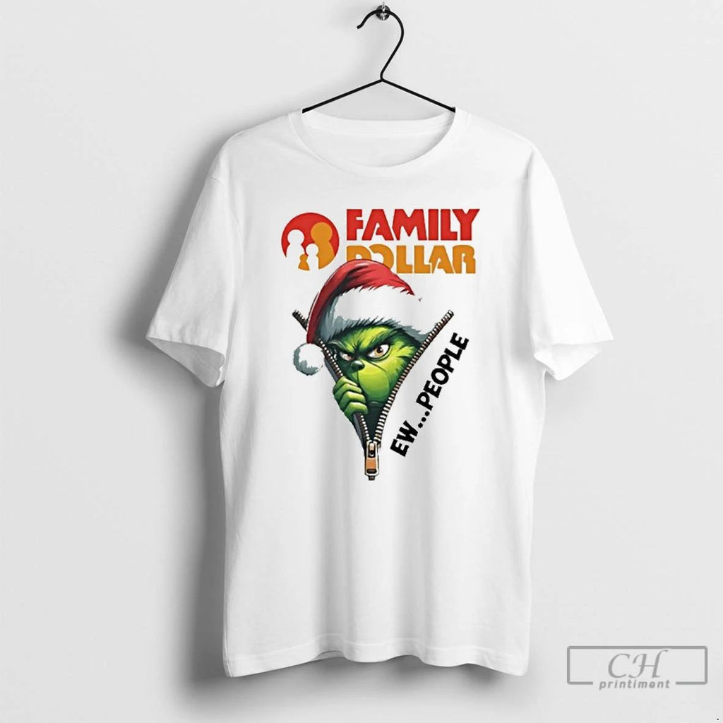 Classic Santa Grinch Family Dollar Logo Ew People T Shirts