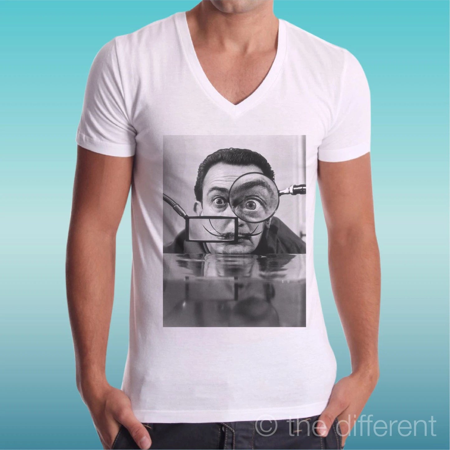 T-shirt Man V Neck " Salvator Dalì Glasses Mustache " Gift Idea Road To