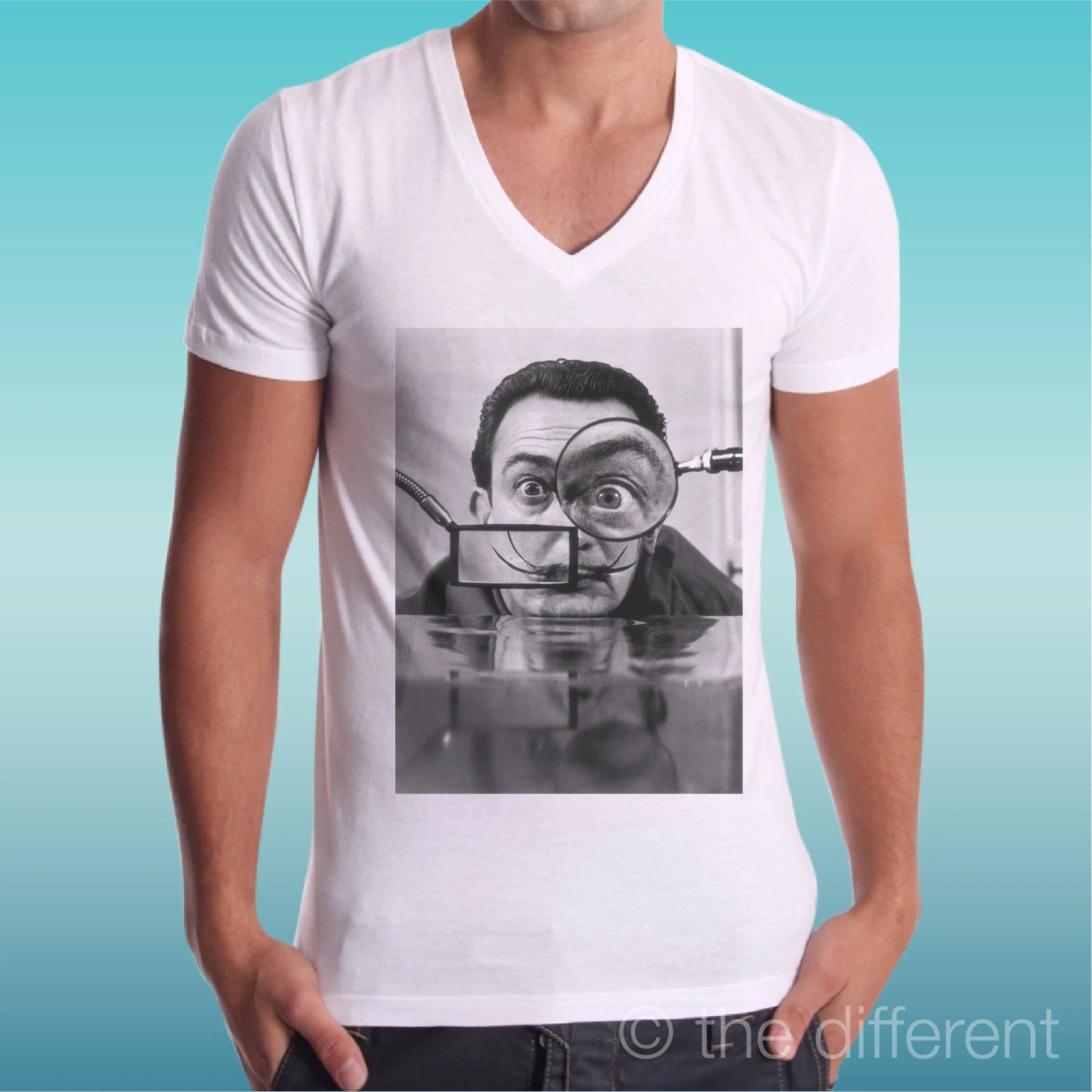 T-shirt Man V Neck " Salvator Dalì Glasses Mustache " Gift Idea Road To