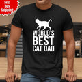 World's Best Cat Dad T-Shirt Printed Cat Lover Fathers Day Gift Funny Joke T Top