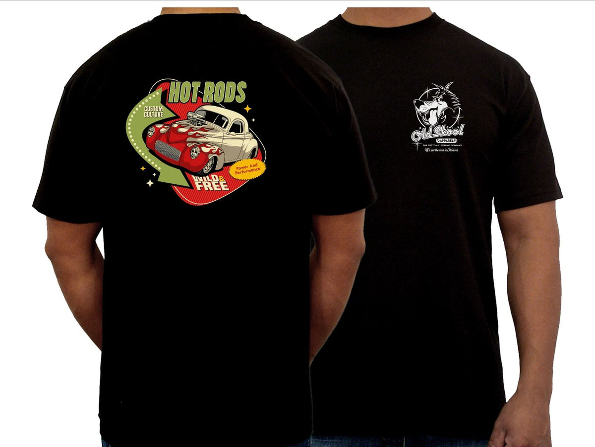 T Shirt Hot Rod Vintage  Willy's Oldskool Apparel Birthday Gift Classic Car