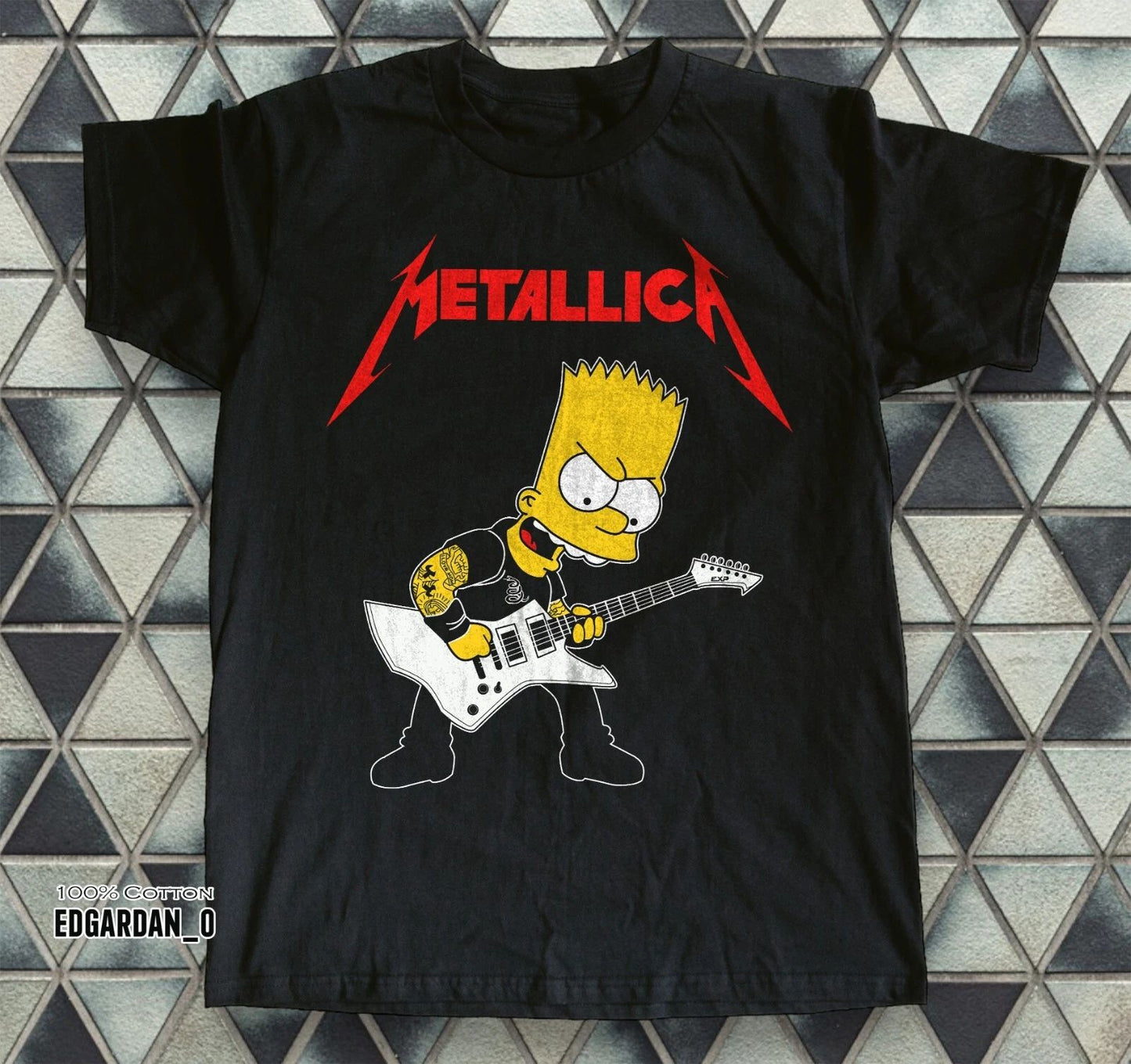 METALLICA - Bart Simpson Guitar Rock Fan Funny Black, White T-shirt S-5XL