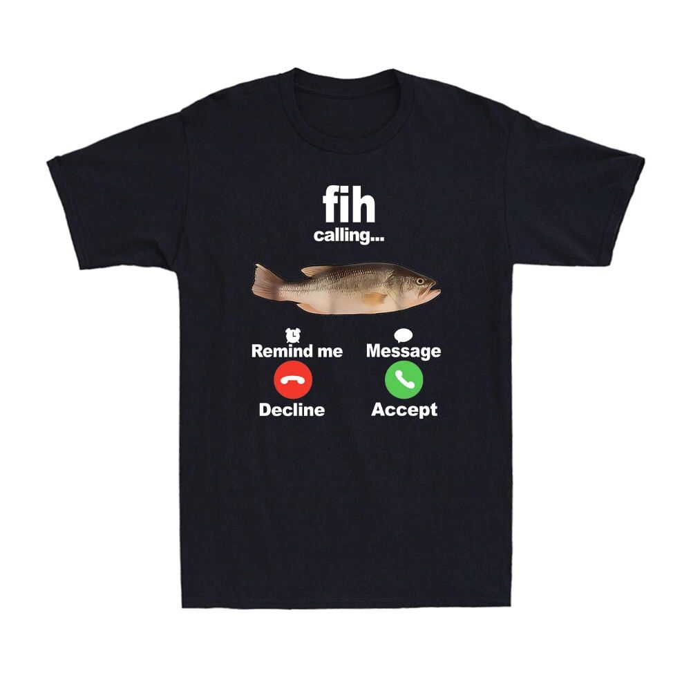 Fih Calling Remind me Message Decline Accept Funny Phone Call Fish Men's T-Shirt