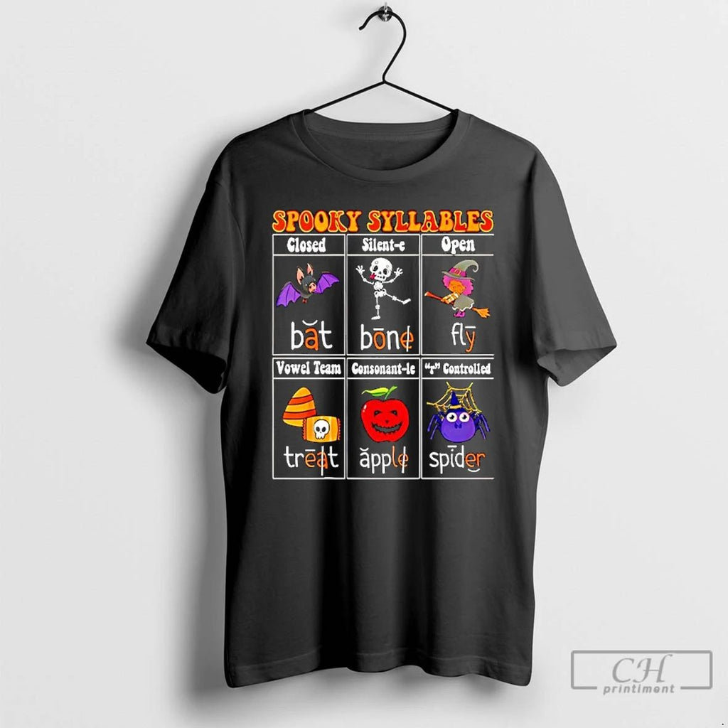 Classic Spooky Syllables Teacher Halloween T Shirts