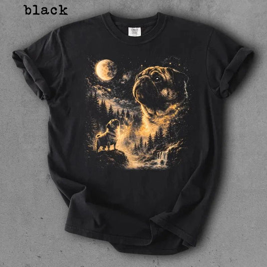 Pug Howling Moon Comfort Tee Dog Lover Gift Shirt