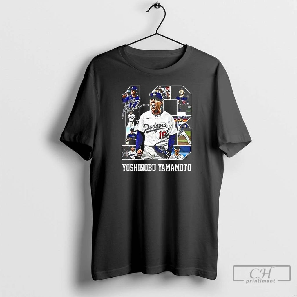 Premium Yoshinobu Yamamoto Number 18 Los Angeles Dodgers Scream T Shirts
