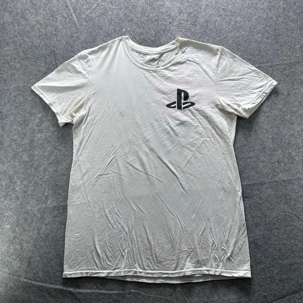 PlayStation Shirt Mens M White PlayStation Logo Graphic Tee Crewneck Tagless