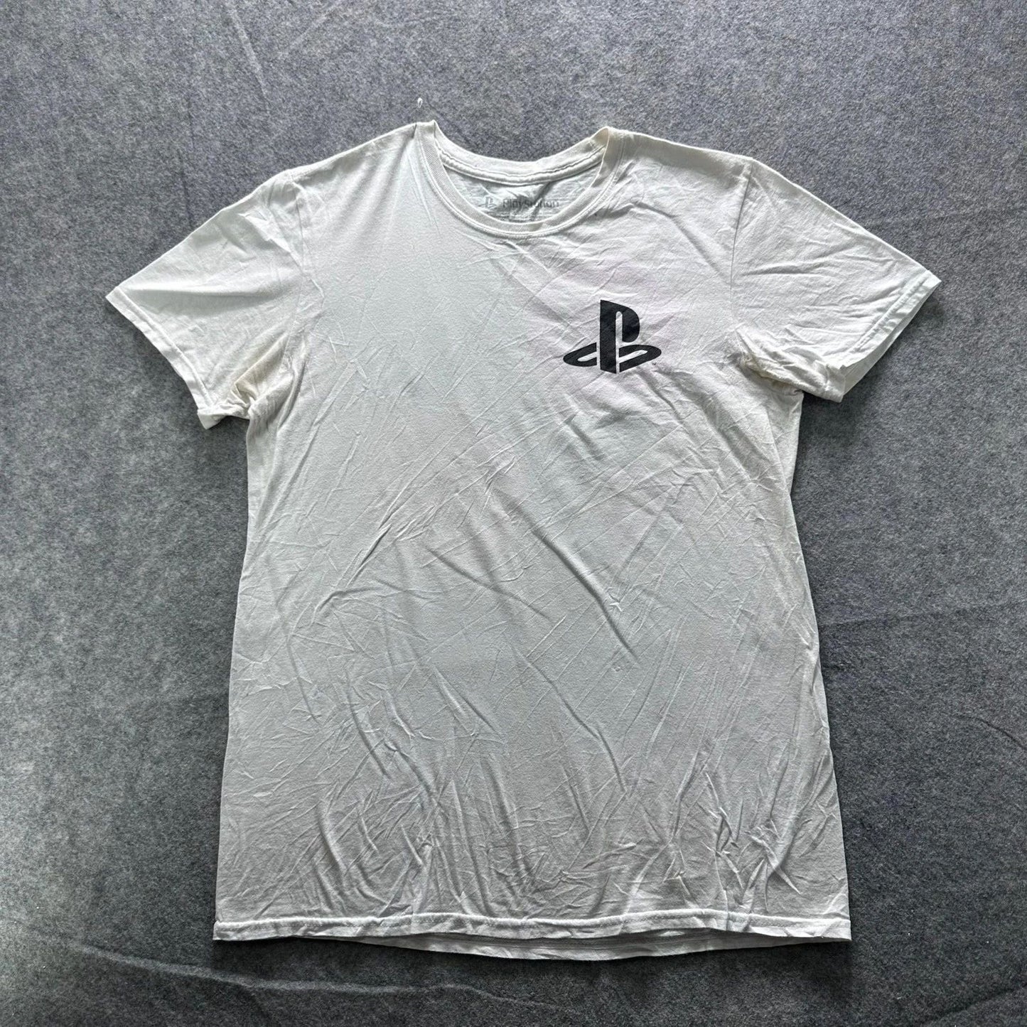 PlayStation Shirt Mens M White PlayStation Logo Graphic Tee Crewneck Tagless