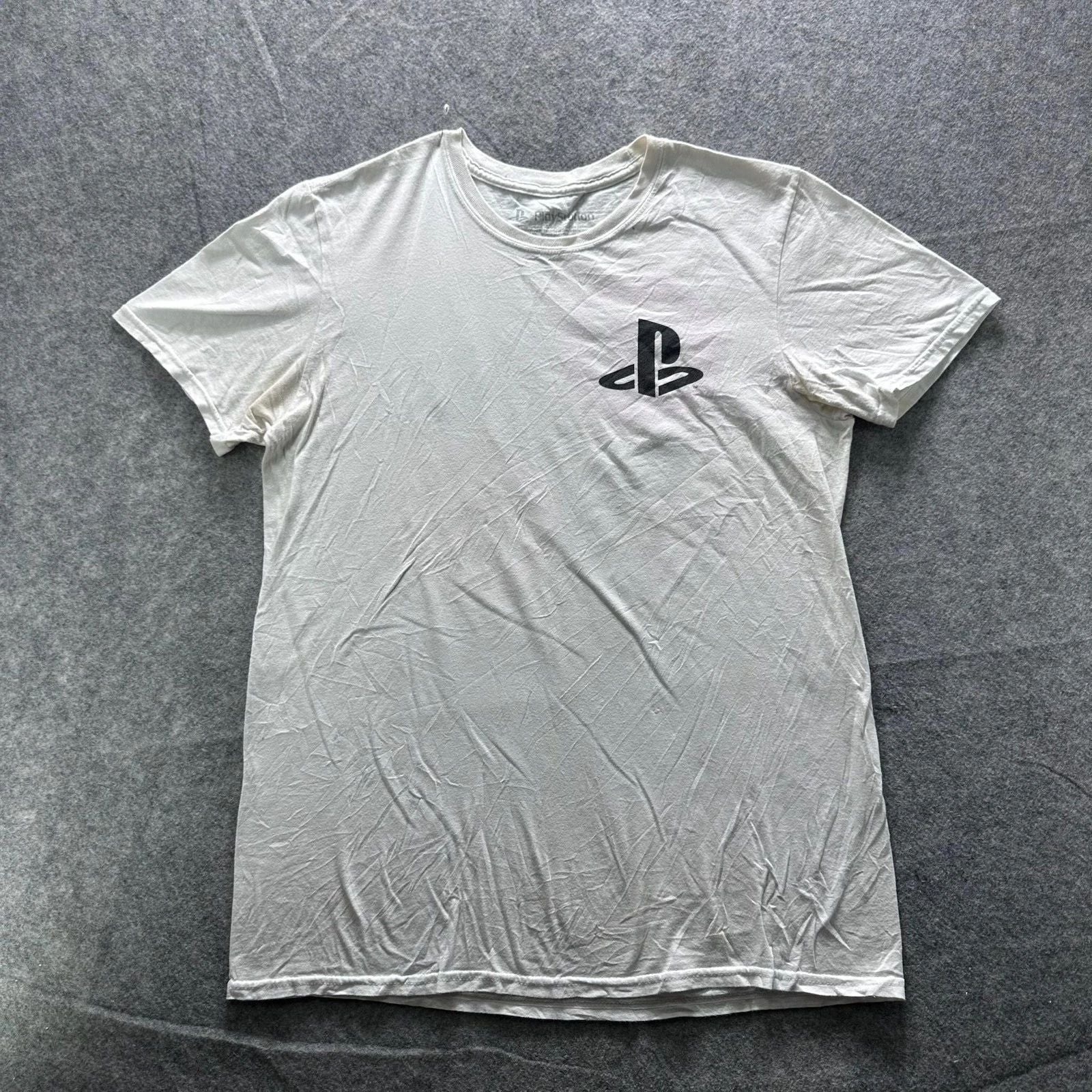 PlayStation Shirt Mens M White PlayStation Logo Graphic Tee Crewneck Tagless