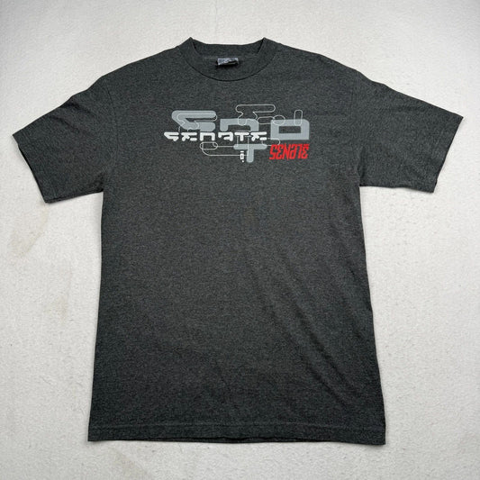 Vintage Senate Shirt Mens Medium Gray Logo Graphic Skate Tee Made USA Streetwear