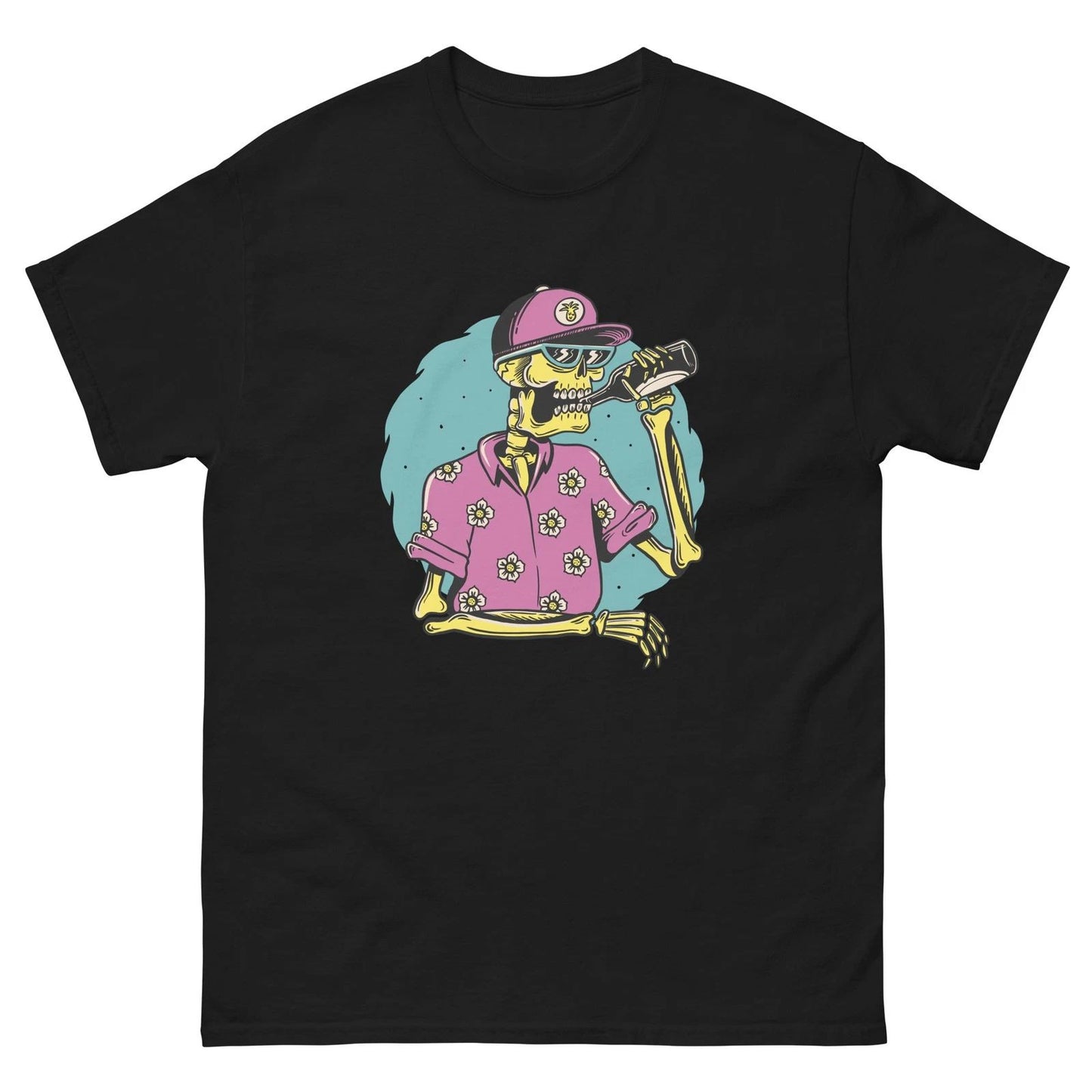 Unisex classic tee ummer Skull - Surf & Skate Style - Retro Beer Skeleton Design