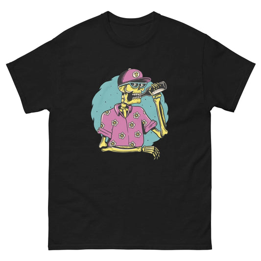 Unisex classic tee ummer Skull - Surf & Skate Style - Retro Beer Skeleton Design