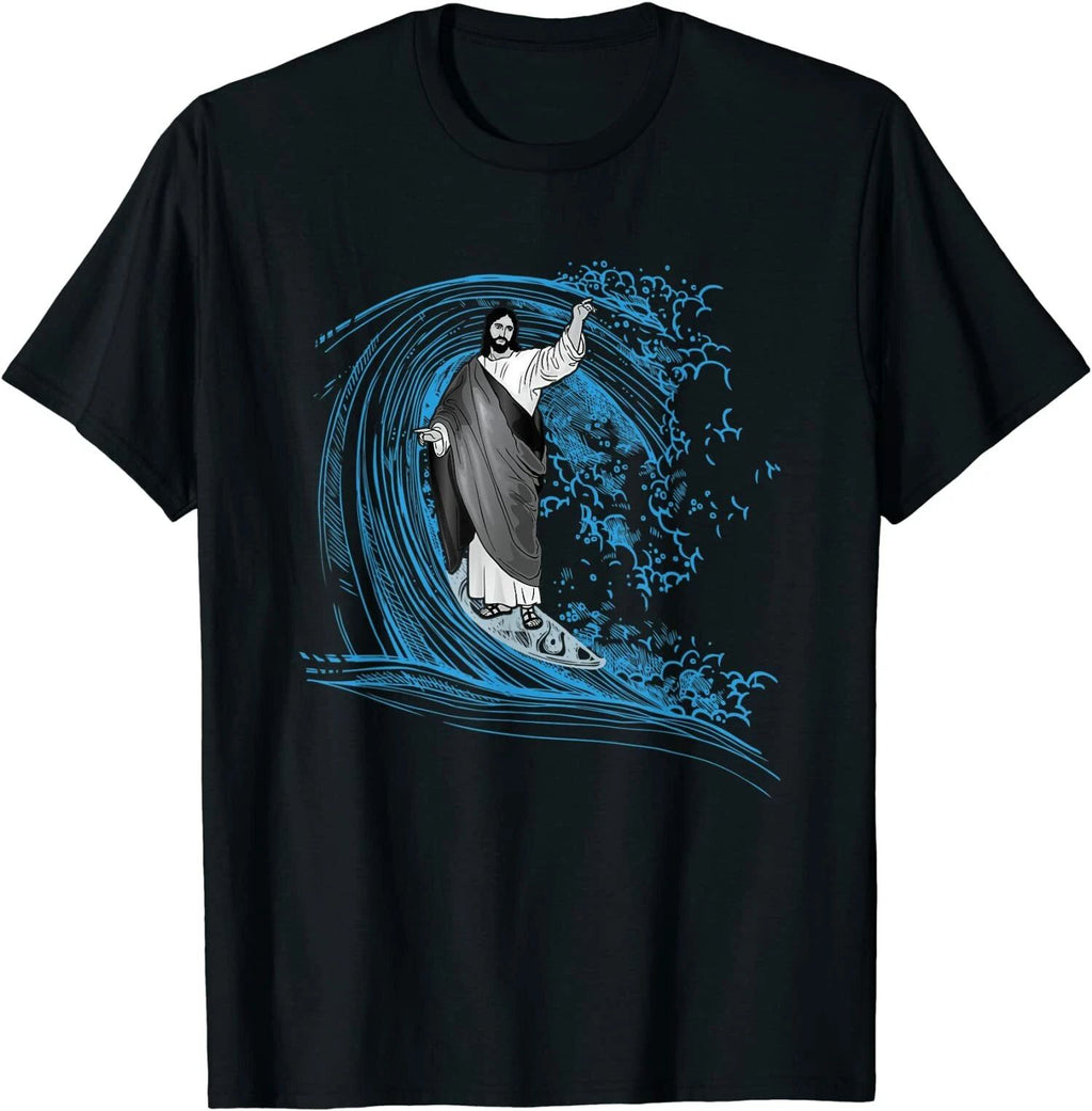 New Limited Funny Surfing Jesus T-Shirt