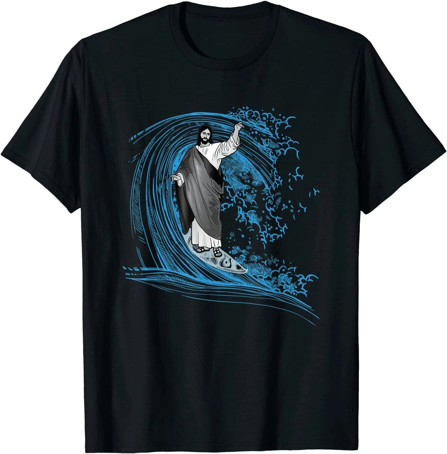New Limited Funny Surfing Jesus T-Shirt