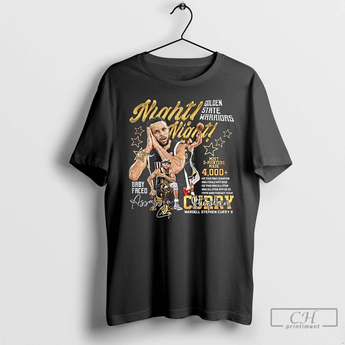 Classic Golden State Warriors Stephen Curry Night Night 2025 Baby Face Assassin Long Sleve