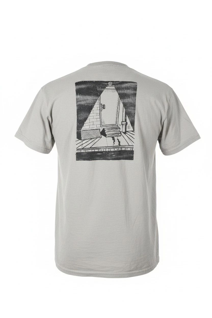 Men's Gray Cotton Short Sleeve Crew Neck Artistic Graphic Print T-Shirt Size S