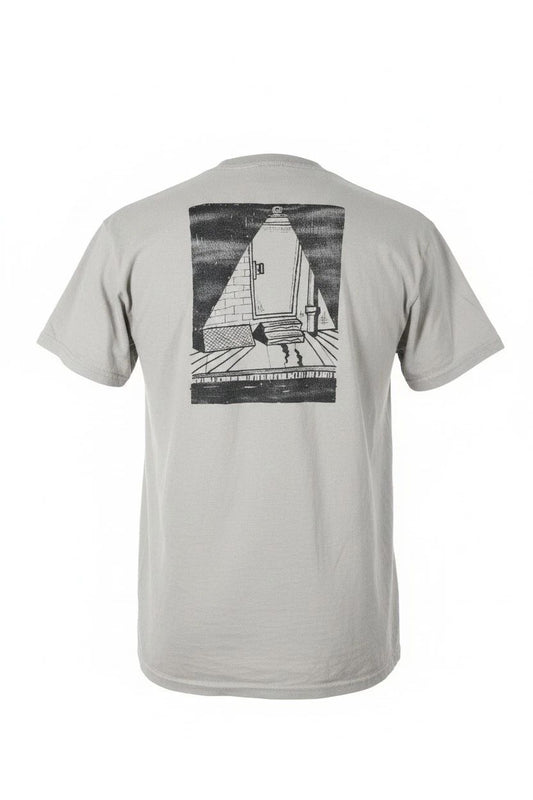 Men's Gray Cotton Short Sleeve Crew Neck Artistic Graphic Print T-Shirt Size S