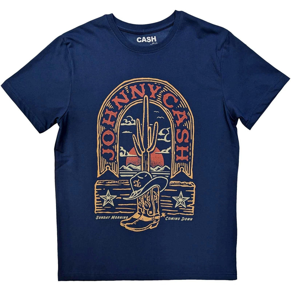 Johnny Cash T-Shirt Sunday Morning New Navy Official