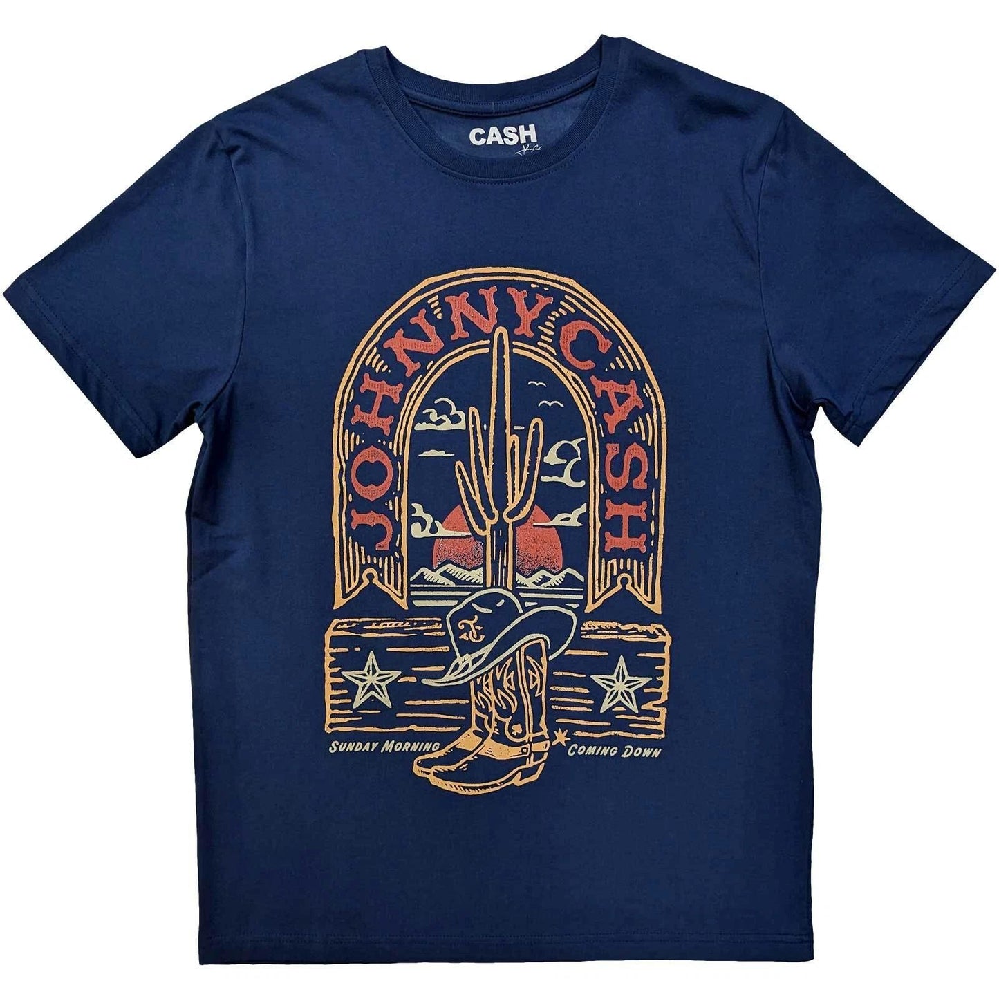 Johnny Cash T-Shirt Sunday Morning New Navy Official