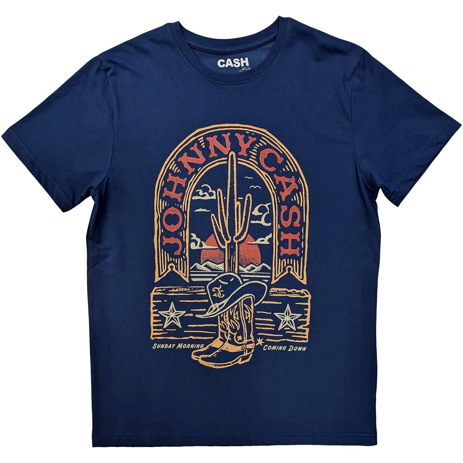 Johnny Cash T-Shirt Sunday Morning New Navy Official