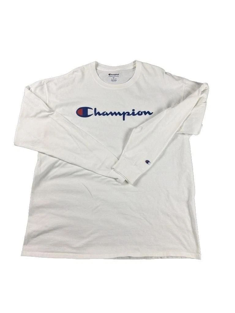 Champion Script Logo Long Sleeve T-Shirt White Size 2XL