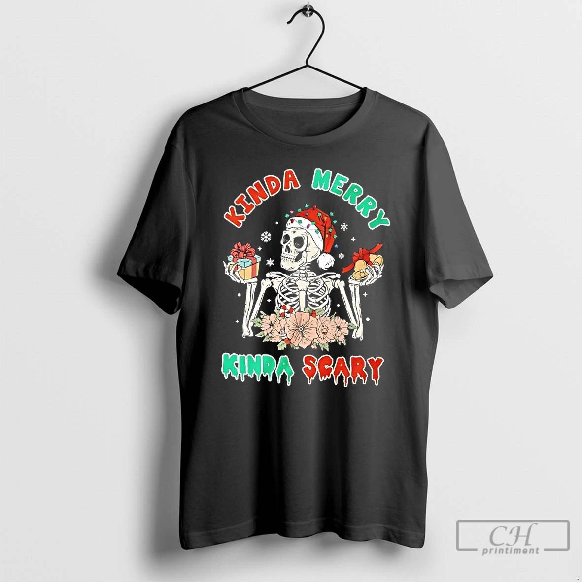 Classic Skeleton Kinda Merry Kinda Scary Christmas T Shirts