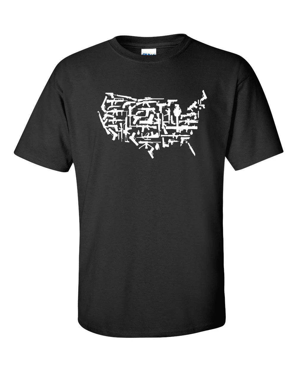United States Weapons Guns Knife 2nd. Amendment White Print Men's Tee Shirt 899