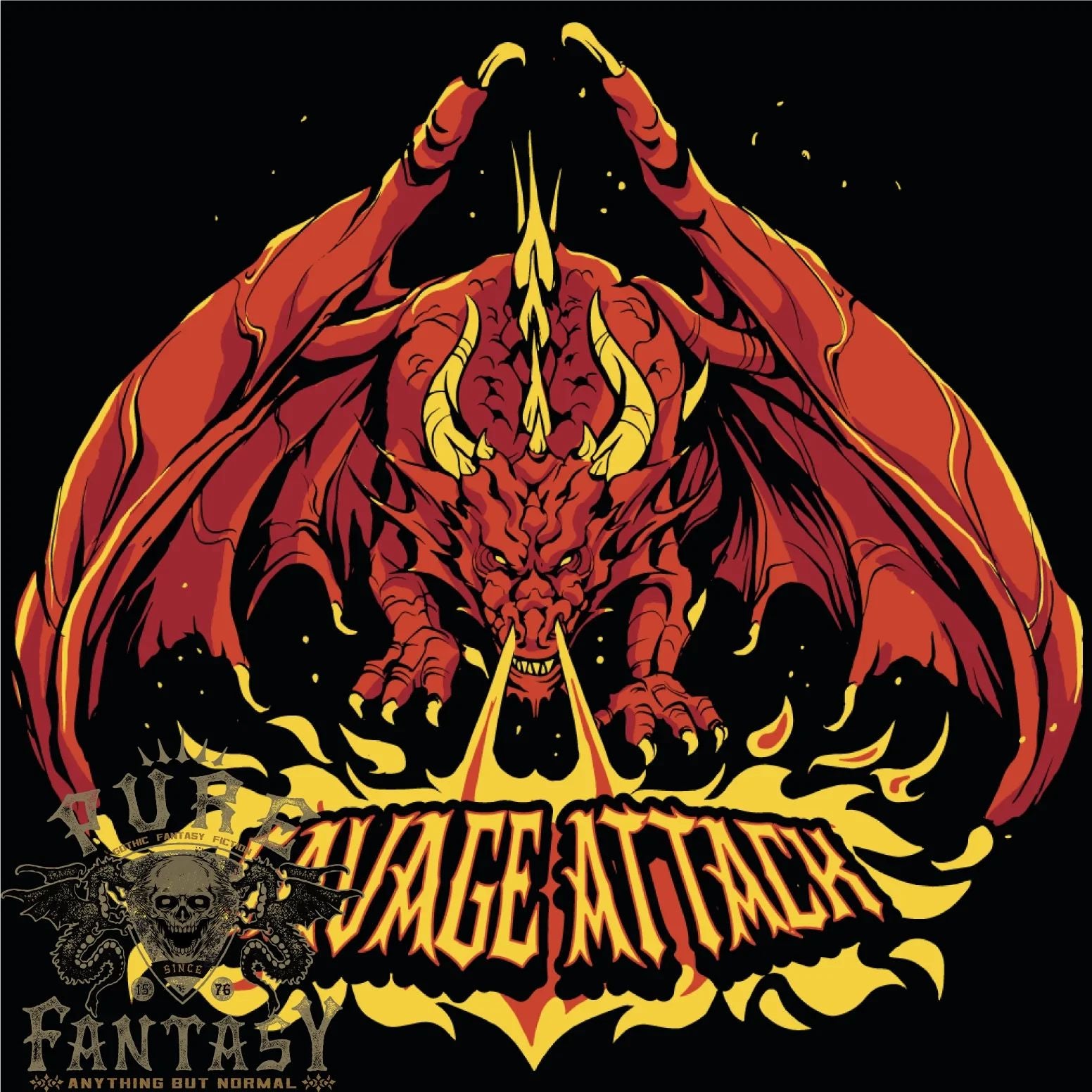 Savage Attack Fantasy Dragon Mens T-Shirt 100% Cotton