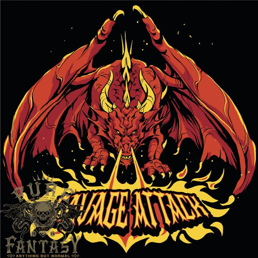 Savage Attack Fantasy Dragon Mens T-Shirt 100% Cotton