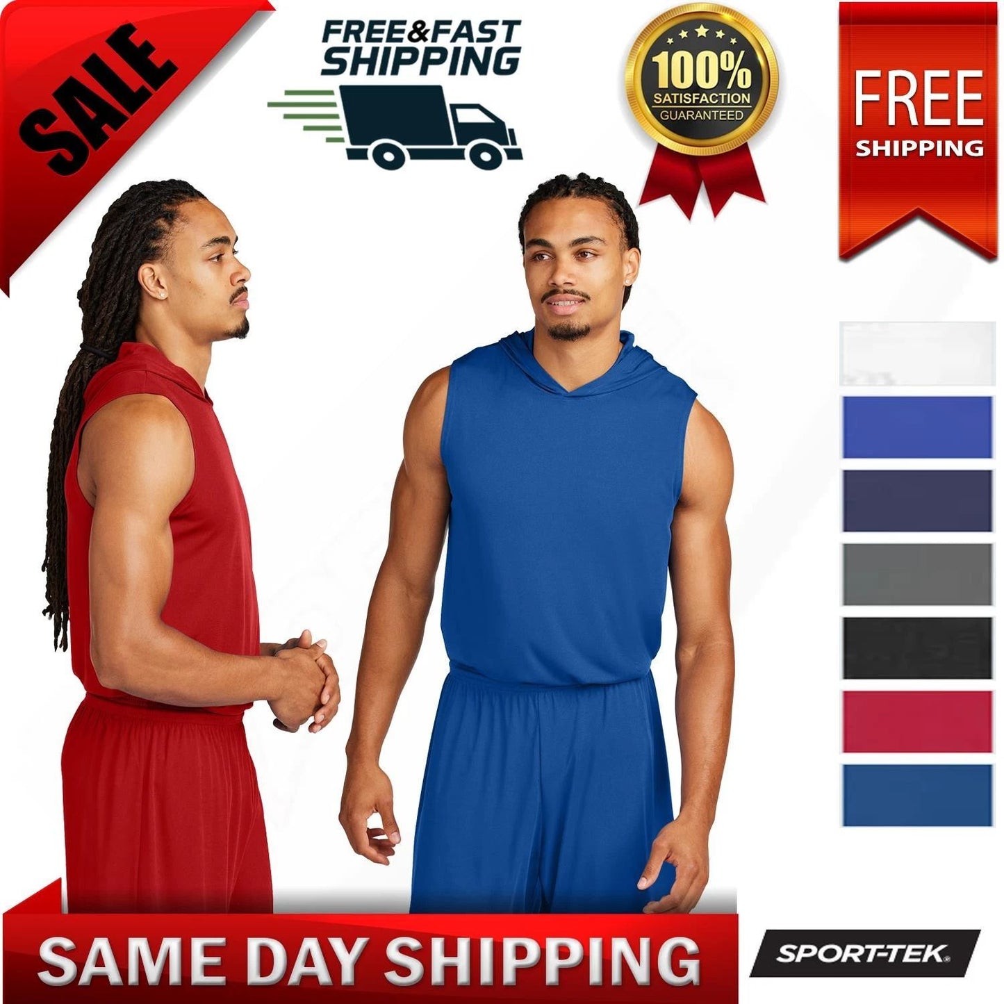 Sport-Tek Men's Sleeveless Hoodie Muscle Performance  T-Shirt ST352H