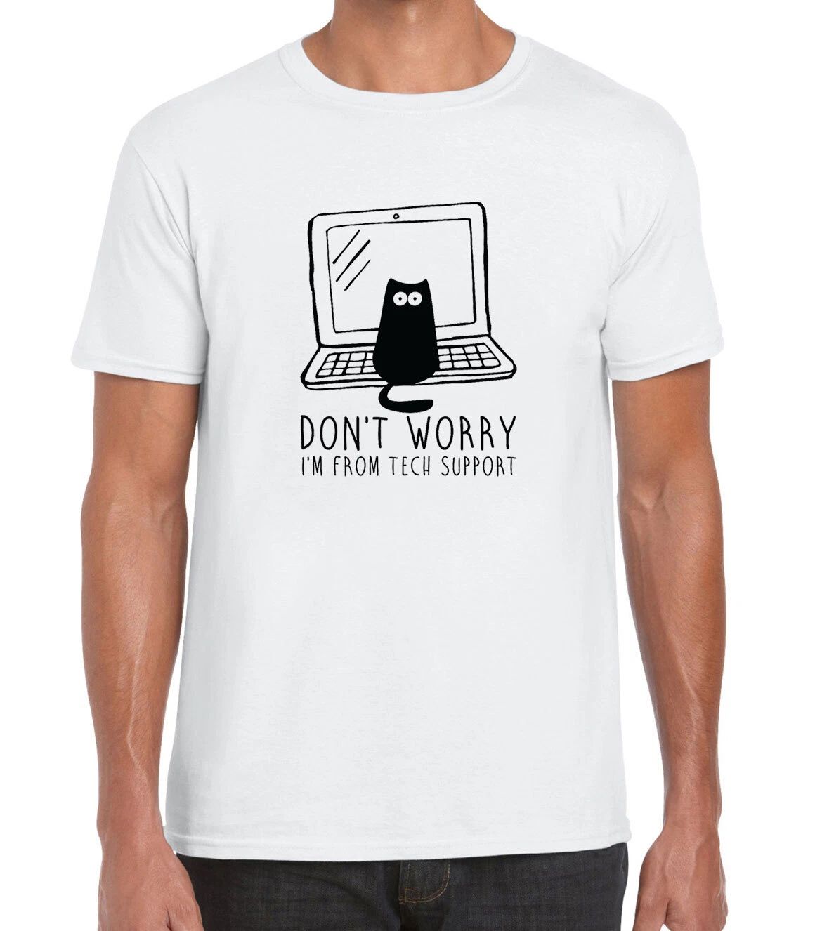 Don't Worry I'm From Tech Support Geek Nerd Men's Printed Cotton T-shirt Top