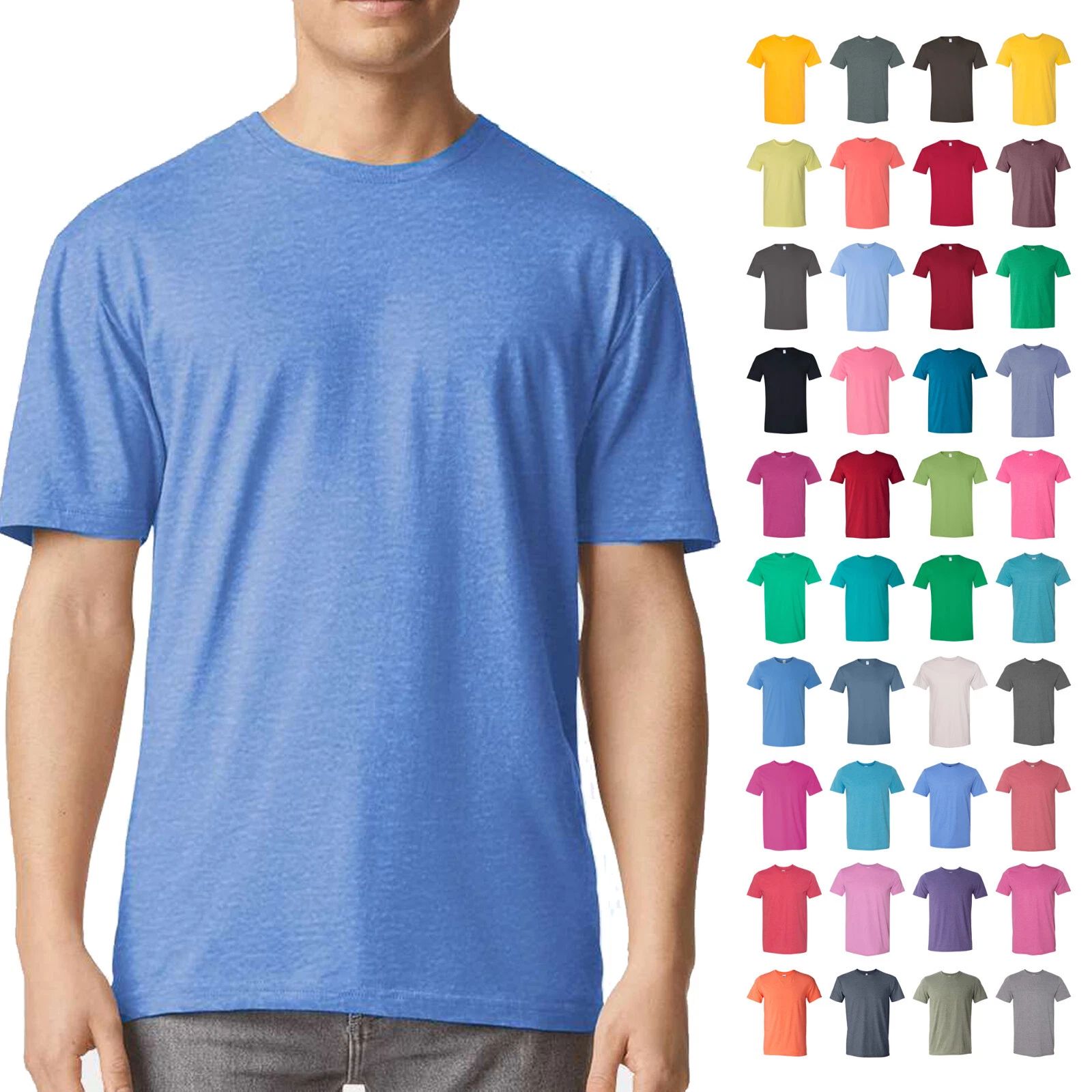 Gildan #64000 Softstyle T-Shirt Modern Classic Fit Short Sleeve Plain Basic Tee