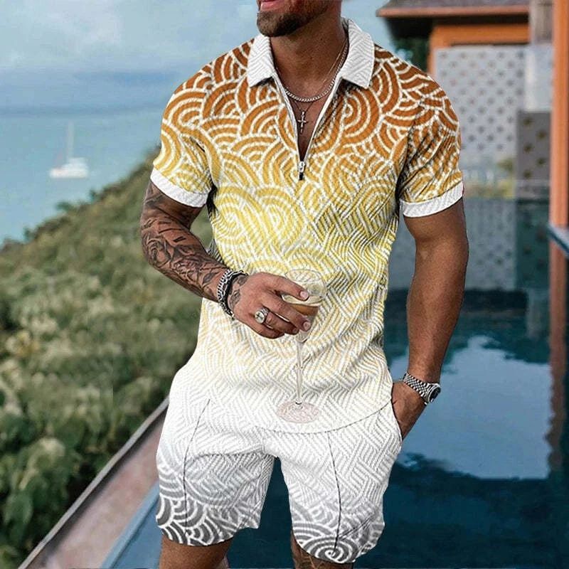2-Piece Set Men's Sweatsuit Short Sleeve T Shirts & Shorts Set Summer-Outfit US
