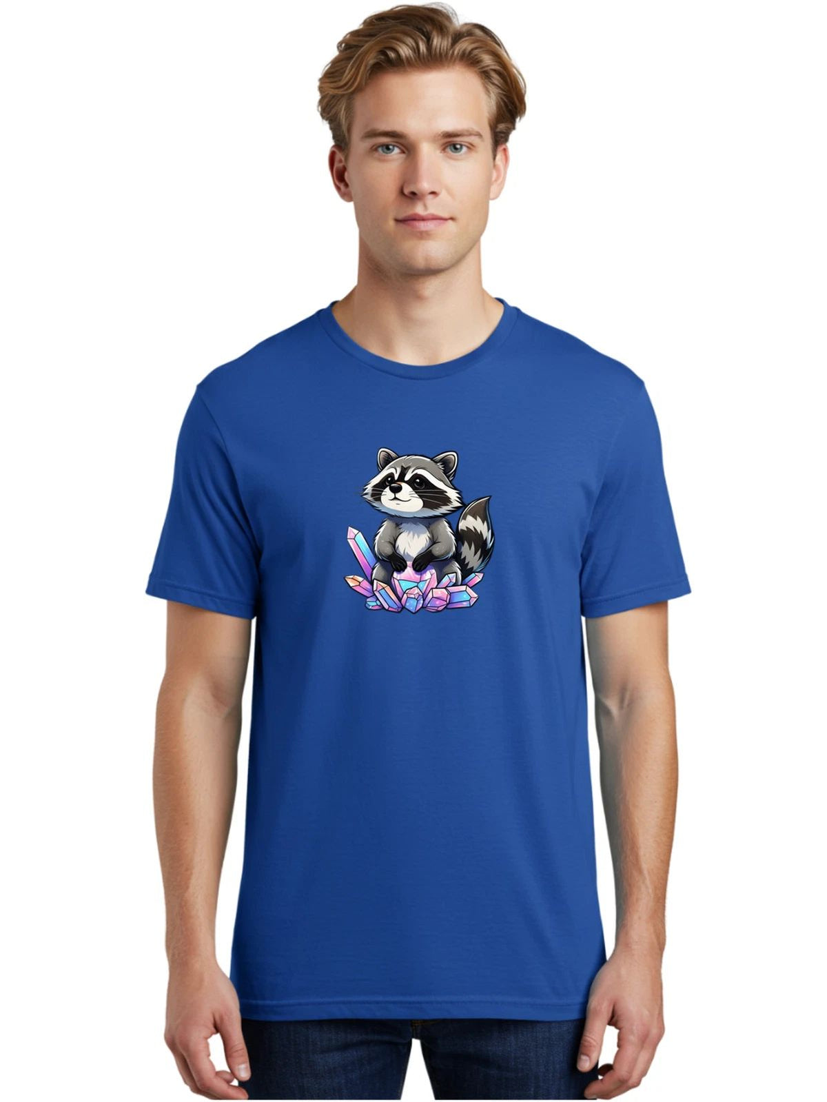 Raccoon-And-Crystals-1 Mens Graphic Tee, 100% Cotton, Casual Summer Wear