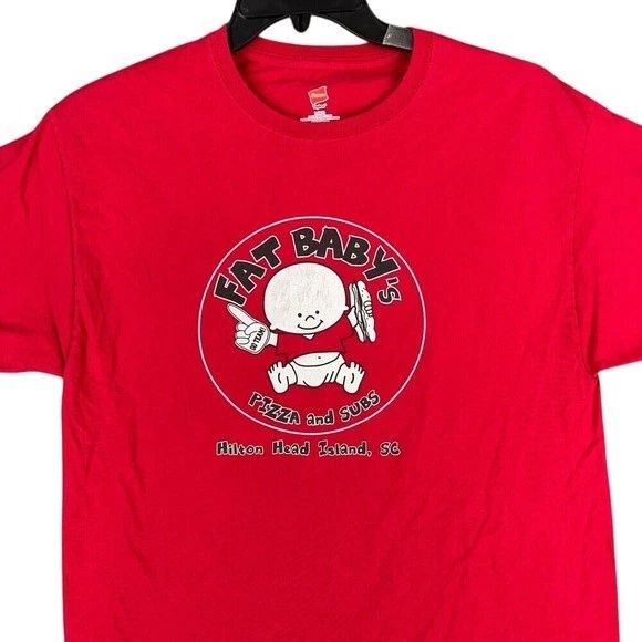Fat Babys Pizza Subs Mens L Shirt Hilton Head Island SC Restaurant Souvenir