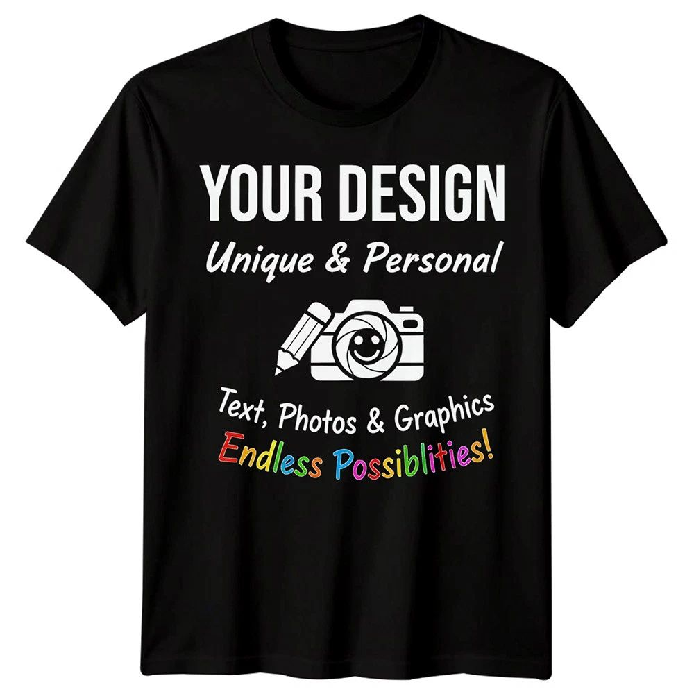 Personalised T Shirts Mens Womens Kids UK Any Text And Photo Custom Design Tee