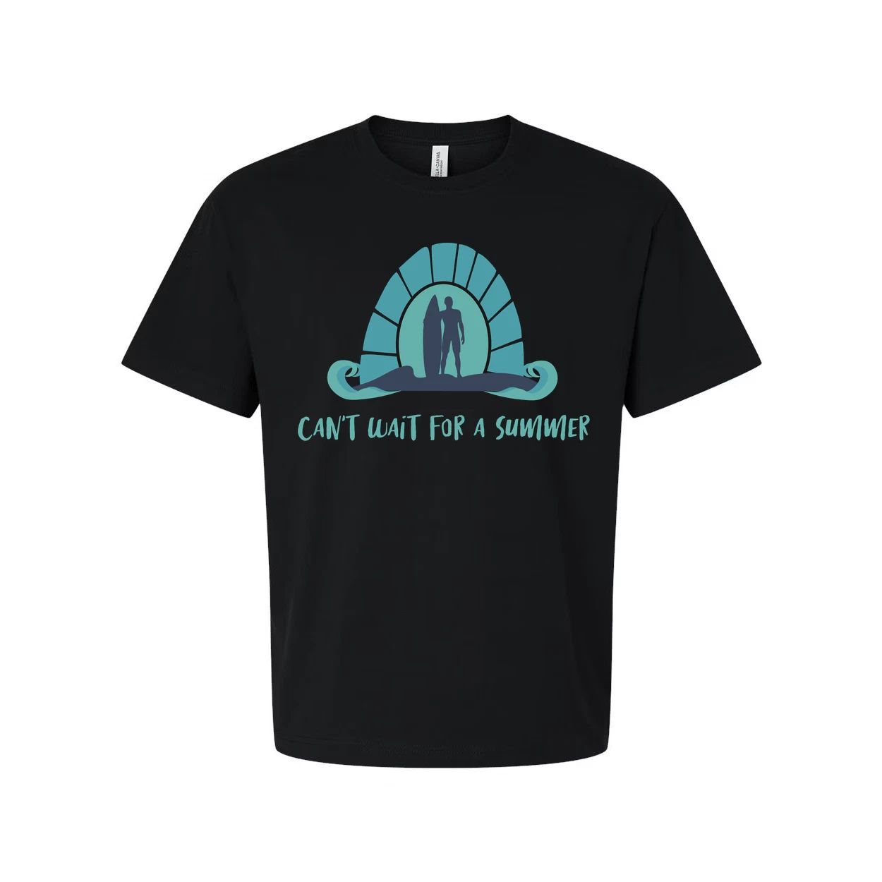Unisex Surfing Graphic T Shirt With Wave Sunrise Design Can't Wait for a Summer