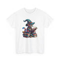 Unisex Adult T Shirt Colorful Cat Wizard Reading Books Magical Pet Lover Gift