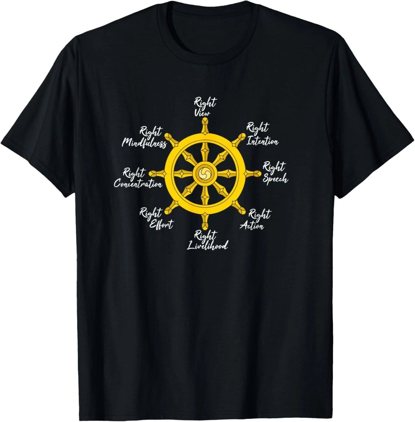 Noble Eightfold Path Buddha Dharma Wheel Wisdom Quote T-Shirt