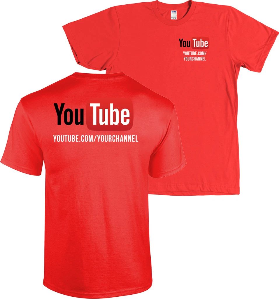 YouTube Channel CUSTOM URL Shirt Front & Back Print - MORE COLORS