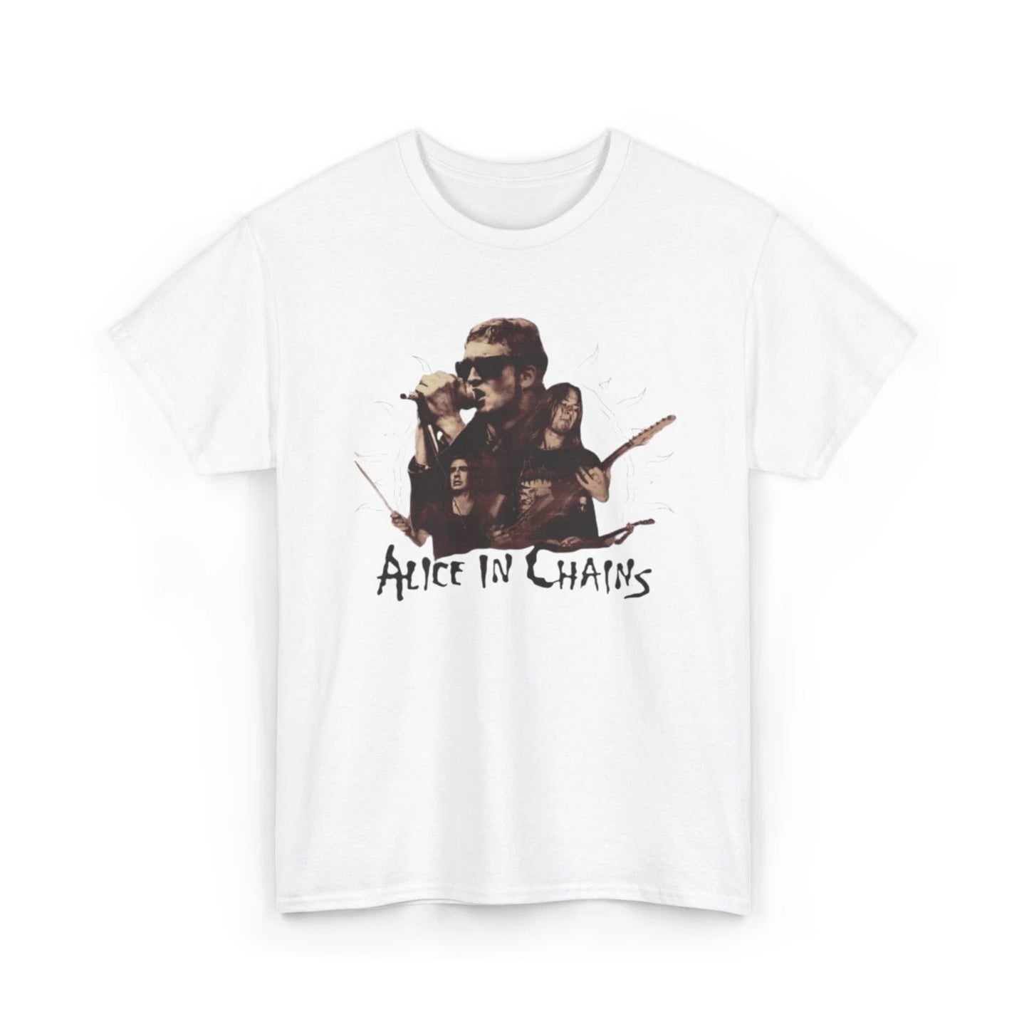 Alice in Chains Grunge Band Tee White Graphic Grunge Rock Unisex