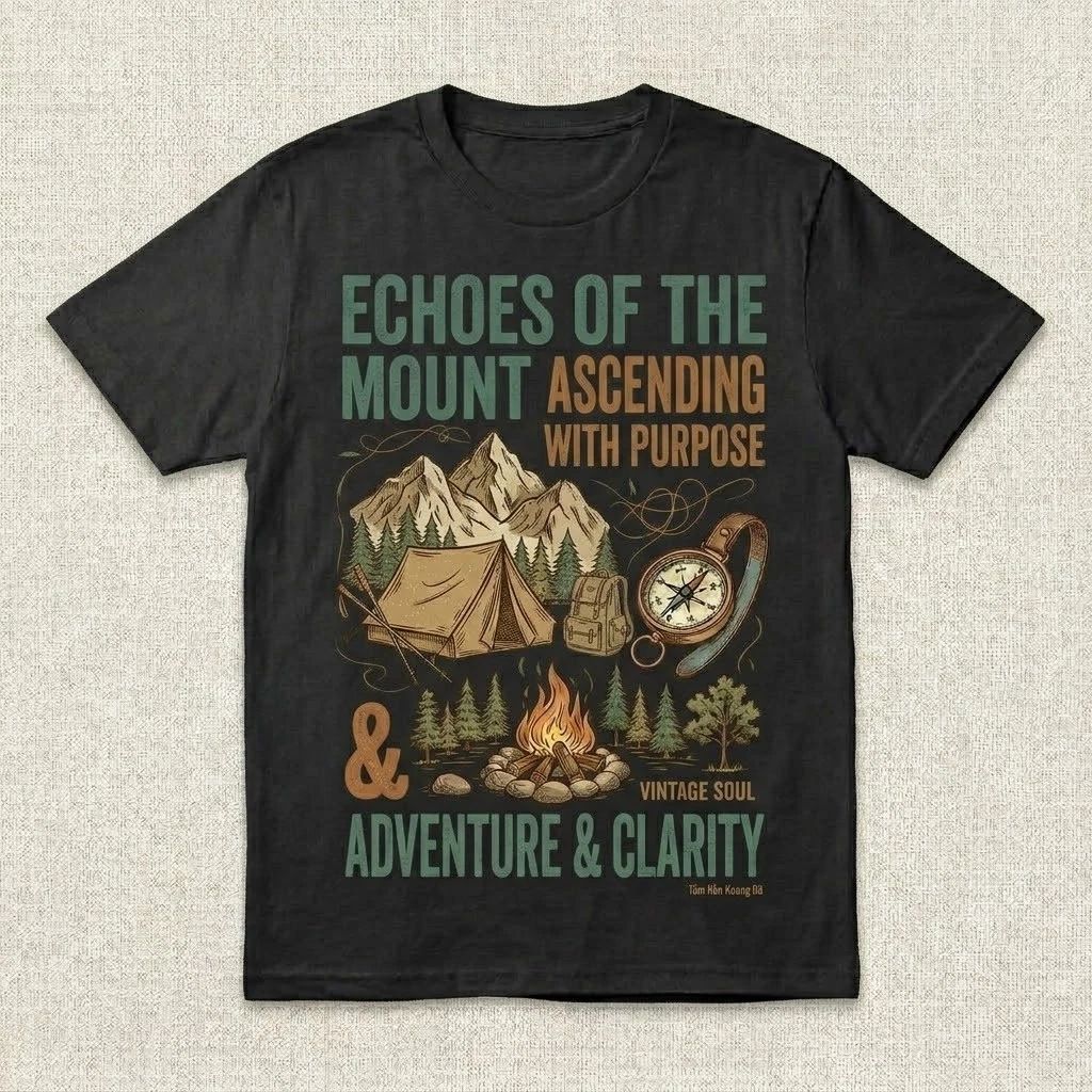 Vintage Hiking Mountain Camping Adventure T-Shirt Outdoor Nature Graphic Tee Gif