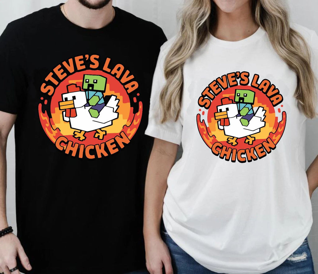 Steve LavaChicken Jockey Tshirt, ChickenLava Vide Game Shirt, Printed Trendy Top