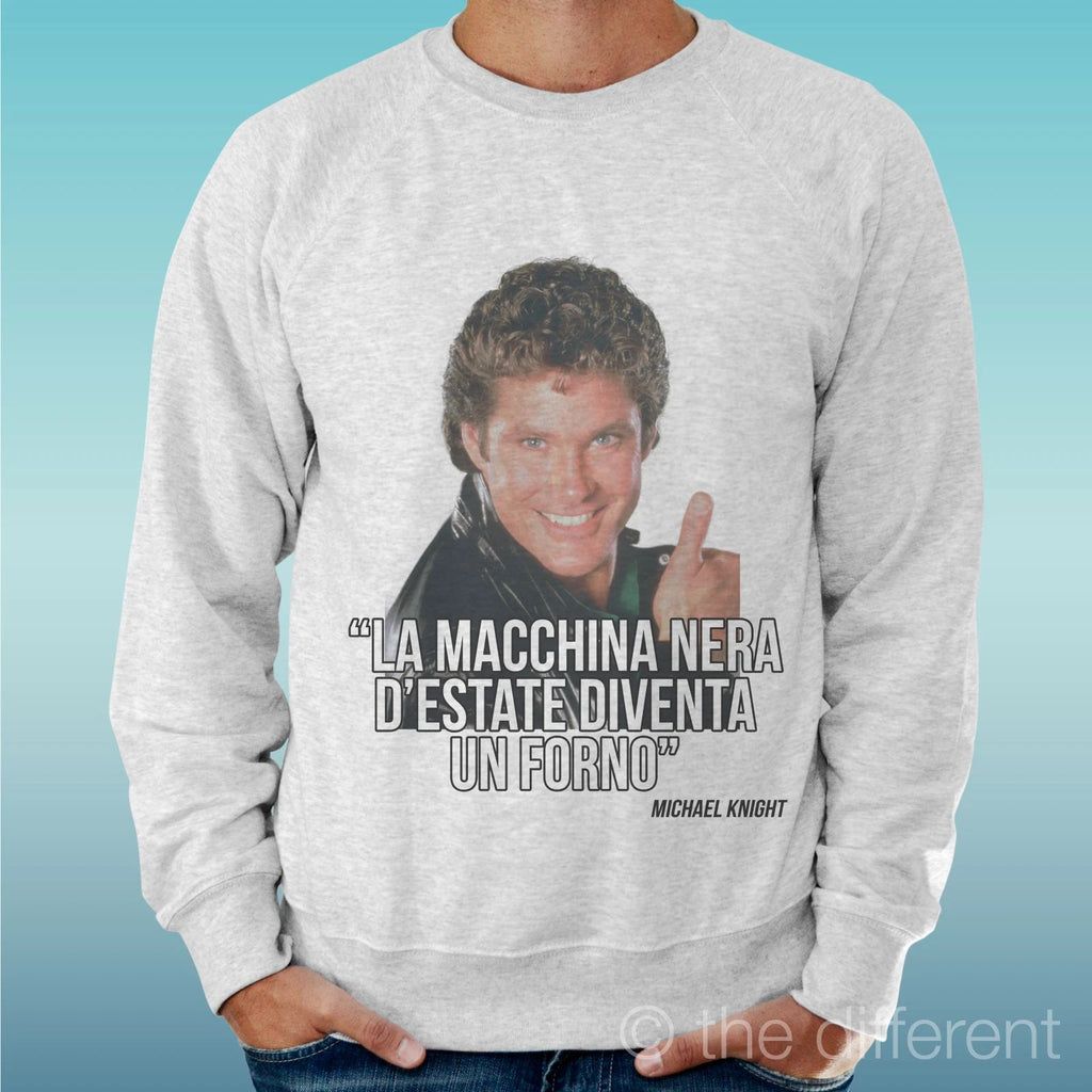Felpa Man Light Sweater Light Grey " Super Car Funny Sentence "