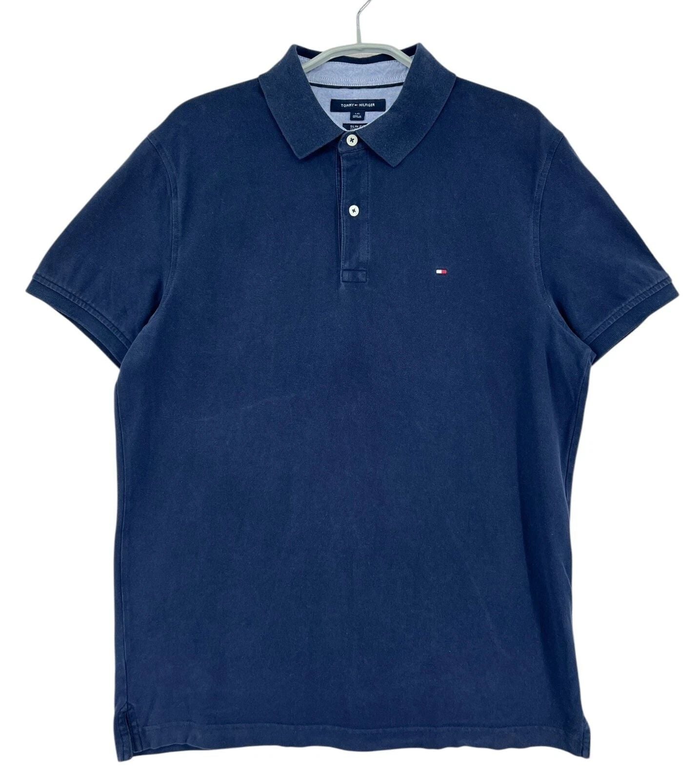 TOMMY HILFIGER Polo T-Shirt Slim Fit Azul Para Hombre Tamaño L